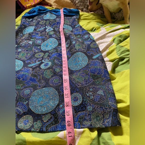 Vintage Guy Laroche France metallic brocade cocktail dress lions unicorns 42 S M - Picture 6 of 15